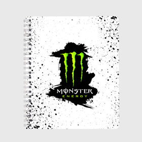 Тетрадь с принтом MONSTER ENERGY , 100% бумага | 48 листов, плотность листов — 60 г/м2, плотность картонной обложки — 250 г/м2. Листы скреплены сбоку удобной пружинной спиралью. Уголки страниц и обложки скругленные. Цвет линий — светло-серый
 | 