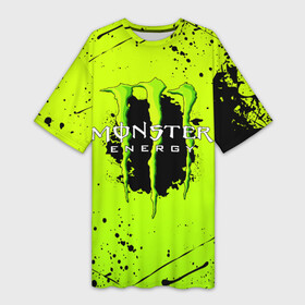 Платье-футболка 3D с принтом MONSTER ENERGY ,  |  | black monster | bmx | claw | cybersport | energy | monster | monster energy | moto | motocross | race | sport | киберспорт | когти | монстер энерджи | монстр | мото | мотокросс | ралли | скейтбординг | спорт | т | энергия