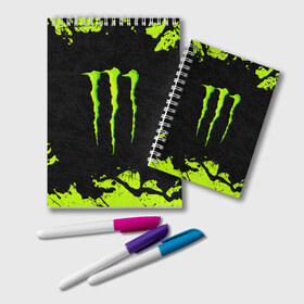 Блокнот с принтом MONSTER ENERGY , 100% бумага | 48 листов, плотность листов — 60 г/м2, плотность картонной обложки — 250 г/м2. Листы скреплены удобной пружинной спиралью. Цвет линий — светло-серый
 | Тематика изображения на принте: black monster | bmx | claw | cybersport | energy | monster | monster energy | moto | motocross | race | sport | киберспорт | когти | монстер энерджи | монстр | мото | мотокросс | ралли | скейтбординг | спорт | т | энергия