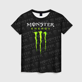 Женская футболка 3D с принтом MONSTER ENERGY  , 100% полиэфир ( синтетическое хлопкоподобное полотно) | прямой крой, круглый вырез горловины, длина до линии бедер | black monster | bmx | claw | cybersport | energy | monster | monster energy | moto | motocross | race | sport | киберспорт | когти | монстер энерджи | монстр | мото | мотокросс | ралли | скейтбординг | спорт | т | энергия