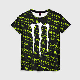 Женская футболка 3D с принтом MONSTER ENERGY  , 100% полиэфир ( синтетическое хлопкоподобное полотно) | прямой крой, круглый вырез горловины, длина до линии бедер | black monster | bmx | claw | cybersport | energy | monster | monster energy | moto | motocross | race | sport | киберспорт | когти | монстер энерджи | монстр | мото | мотокросс | ралли | скейтбординг | спорт | т | энергия