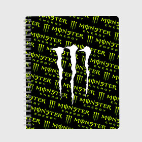 Тетрадь с принтом MONSTER ENERGY , 100% бумага | 48 листов, плотность листов — 60 г/м2, плотность картонной обложки — 250 г/м2. Листы скреплены сбоку удобной пружинной спиралью. Уголки страниц и обложки скругленные. Цвет линий — светло-серый
 | black monster | bmx | claw | cybersport | energy | monster | monster energy | moto | motocross | race | sport | киберспорт | когти | монстер энерджи | монстр | мото | мотокросс | ралли | скейтбординг | спорт | т | энергия