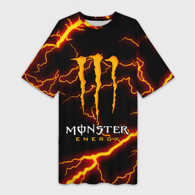Платье-футболка 3D с принтом MONSTER ENERGY ,  |  | black monster | bmx | claw | cybersport | energy | monster | monster energy | moto | motocross | race | sport | киберспорт | когти | монстер энерджи | монстр | мото | мотокросс | ралли | скейтбординг | спорт | т | энергия