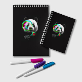 Блокнот с принтом Панда и мыльный пузырь , 100% бумага | 48 листов, плотность листов — 60 г/м2, плотность картонной обложки — 250 г/м2. Листы скреплены удобной пружинной спиралью. Цвет линий — светло-серый
 | арт | животные | забавная панда | зверь панда | мыльный пузырь | панда | панды | пузырь | рисунок