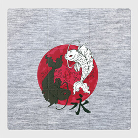 Магнитный плакат 3Х3 с принтом Japan style , Полимерный материал с магнитным слоем | 9 деталей размером 9*9 см | арт | гармония | животные | инь янь | карп | картинка | красная луна | подарок | рисунок | самурай | цыгун | японский