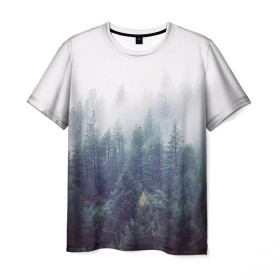 Мужская футболка 3D с принтом Сибирский лес , 100% полиэфир | прямой крой, круглый вырез горловины, длина до линии бедер | siberia | trees | wood | деревья | ели | ёлки | ель | зеленый лес | лес | лес в тумане | леса | природа | сибирский лес | сибирь | таежные леса | таёжный лес | тайга | туман