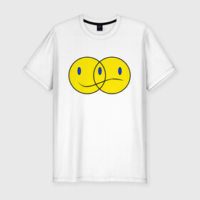 Мужская футболка хлопок Slim с принтом Смайл (Z) , 92% хлопок, 8% лайкра | приталенный силуэт, круглый вырез ворота, длина до линии бедра, короткий рукав | emoji | smail | smile | мордочка | рожица | смаил | смайл | улыбка | эмоджи