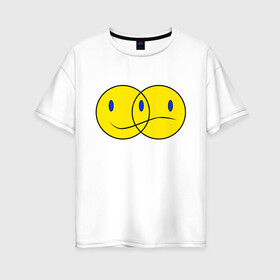 Женская футболка хлопок Oversize с принтом Смайл (Z) , 100% хлопок | свободный крой, круглый ворот, спущенный рукав, длина до линии бедер
 | emoji | smail | smile | мордочка | рожица | смаил | смайл | улыбка | эмоджи