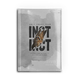 Обложка для автодокументов с принтом INSTINCT Инстинкт хищника тигр , натуральная кожа |  размер 19,9*13 см; внутри 4 больших “конверта” для документов и один маленький отдел — туда идеально встанут права | большая кошка. тигр | дикая природа | инстинкт | инстинкт выживания | кошка | лев | леопард | надпись | текст | фраза | хищник | хищница