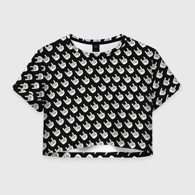 Женская футболка Crop-top 3D с принтом Паттерн Рок коза , 100% полиэстер | круглая горловина, длина футболки до линии талии, рукава с отворотами | rock | коза | обои | рок | черная