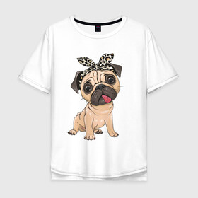 Мужская футболка хлопок Oversize с принтом милый мопс , 100% хлопок | свободный крой, круглый ворот, “спинка” длиннее передней части | versace | арт | версаче | гламурный | животные | золото | картинка | леопард | милый | мода | мопс | мопсиха | пес | песик | рисунок | собака