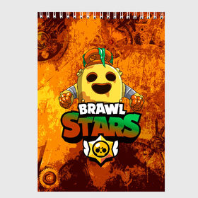 Скетчбук с принтом Brawl Stars Robot Spike , 100% бумага
 | 48 листов, плотность листов — 100 г/м2, плотность картонной обложки — 250 г/м2. Листы скреплены сверху удобной пружинной спиралью | Тематика изображения на принте: brawl | brawl stars | robospike | robot spike | spike | бравл | бравл кактус | бравл спайк | бравл старс | кактус | робоспайк | робот спайк | спайк | спайк робот