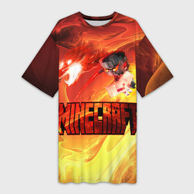 Платье-футболка 3D с принтом MINECRAFT | ЛАВА ,  |  | craft | creeper | fire | flame | lava | mine | minecraft | pixel | блоки | грифер | игры | квадраты | крипер | лава | маинкрафт | майн | майнкравт | майнкрафт | маркус перссон | огонь | пиксель
