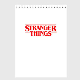 Скетчбук с принтом STRANGER THINGS , 100% бумага
 | 48 листов, плотность листов — 100 г/м2, плотность картонной обложки — 250 г/м2. Листы скреплены сверху удобной пружинной спиралью | 11 | stranger things | одди | одиннадцатая | очень странные дела | сериалы