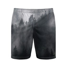 Мужские шорты спортивные с принтом Лес ,  |  | арт | дерево | деревья | зеленый | картинка | лес | небо | облака | облако | природа | рисунок | темный
