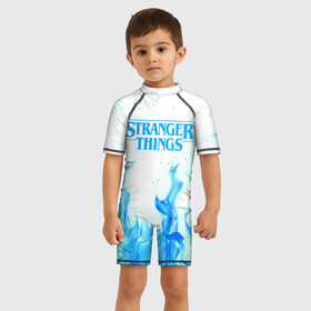 Детский купальный костюм 3D с принтом STRANGER THINGS , Полиэстер 85%, Спандекс 15% | застежка на молнии на спине | 11 | stranger things | одди | одиннадцатая | очень странные дела | сериалы
