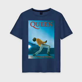 Женская футболка хлопок Oversize с принтом Queen , 100% хлопок | свободный крой, круглый ворот, спущенный рукав, длина до линии бедер
 | queen | арт | музыка | рок | фредди меркьюри