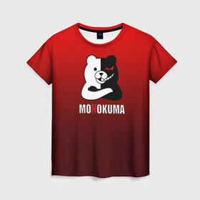 Женская футболка 3D с принтом Monokuma , 100% полиэфир ( синтетическое хлопкоподобное полотно) | прямой крой, круглый вырез горловины, длина до линии бедер | anime | danganropna | monokuma | аниме | анимэ | медведь | мишка | монокума | мономишка | черно белый медведь