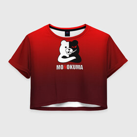 Женская футболка Crop-top 3D с принтом Monokuma , 100% полиэстер | круглая горловина, длина футболки до линии талии, рукава с отворотами | anime | danganropna | monokuma | аниме | анимэ | медведь | мишка | монокума | мономишка | черно белый медведь