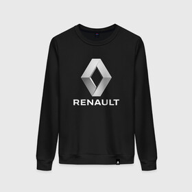 Женский свитшот хлопок с принтом RENAULT. , 100% хлопок | прямой крой, круглый вырез, на манжетах и по низу широкая трикотажная резинка  | abstract | auto | brand | car | geometry | renault | sport | texture | абстракция | авто | автомобильные | бренд | геометрия | классика | машины | модные | ренаулт | спорт | стиль | текстура