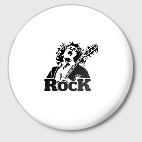 Значок с принтом Rock ,  металл | круглая форма, металлическая застежка в виде булавки | Тематика изображения на принте: ac dc | rock | арт | рок | рок н ролл | хард рок