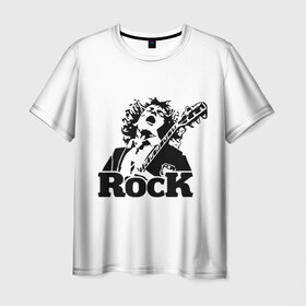 Мужская футболка 3D с принтом Rock , 100% полиэфир | прямой крой, круглый вырез горловины, длина до линии бедер | ac dc | rock | арт | рок | рок н ролл | хард рок