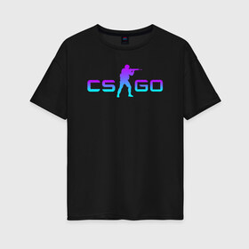 Женская футболка хлопок Oversize с принтом CS GO NEON , 100% хлопок | свободный крой, круглый ворот, спущенный рукав, длина до линии бедер
 | astralis | awp | counter strike | cs go | cs go global offensive | cs:go | faze clan | hyper beast | team liquid | астралис | кс го | тим ликвид | фейз клан | хайпер бист