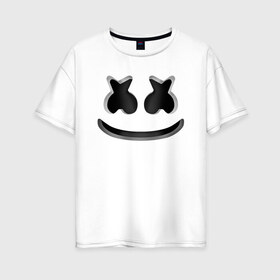 Женская футболка хлопок Oversize с принтом FORTNITE x MARSHMELLO 3D , 100% хлопок | свободный крой, круглый ворот, спущенный рукав, длина до линии бедер
 | deadmau5 | fortnite | fortnite 2 | fortnite x маршмелло | ikonik | marshmello | ninja | ninja streamer | raven | travis scott | ворон | иконик | ниндзя | пили | рейвен | трэвис скотт | фортнайт