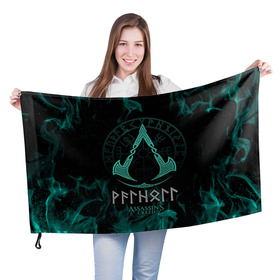 Флаг 3D с принтом Assassin’s Creed Valhalla , 100% полиэстер | плотность ткани — 95 г/м2, размер — 67 х 109 см. Принт наносится с одной стороны | асасин | викинги | игры | кредо ассасина: вальгалла | эйвор