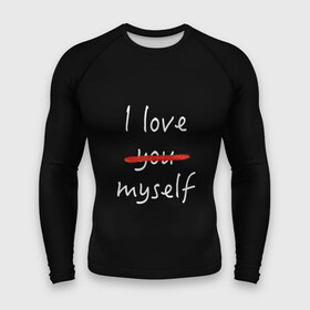 Мужской рашгард 3D с принтом i Love myself ,  |  | Тематика изображения на принте: i love myself | love you | кровь | люблю тебя | самолюбие | эгоист | я люблю себя