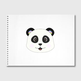 Альбом для рисования с принтом Panda , 100% бумага
 | матовая бумага, плотность 200 мг. | bear | colorful | green | nature | panda | детские | животные | звери | милые | мультфильмы | панды | радуга