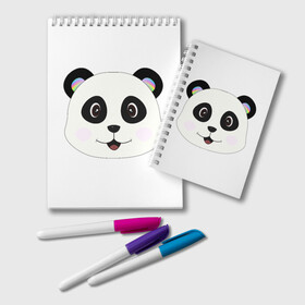 Блокнот с принтом Panda , 100% бумага | 48 листов, плотность листов — 60 г/м2, плотность картонной обложки — 250 г/м2. Листы скреплены удобной пружинной спиралью. Цвет линий — светло-серый
 | bear | colorful | green | nature | panda | детские | животные | звери | милые | мультфильмы | панды | радуга