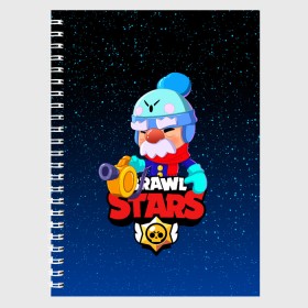 Тетрадь с принтом BRAWL STARS GALE , 100% бумага | 48 листов, плотность листов — 60 г/м2, плотность картонной обложки — 250 г/м2. Листы скреплены сбоку удобной пружинной спиралью. Уголки страниц и обложки скругленные. Цвет линий — светло-серый
 | Тематика изображения на принте: bibi | brawl stars | coach mike | crow | gale | leon | leon shark | max | mecha crow | mortis | mr.p | phoenix | sally leon | sandy | spike | sprout | tara | unicorn | virus 8 bit | werewolf | ворон | оборотень