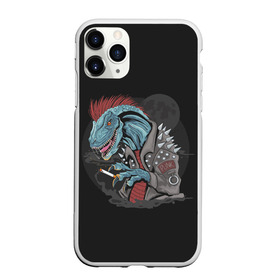 Чехол для iPhone 11 Pro матовый с принтом Dino Punk , Силикон |  | Тематика изображения на принте: art | dinosaur | mohawk | moon | punk | арт | динозавр | животные | ирокез | картинка | луна | панк | рисунок