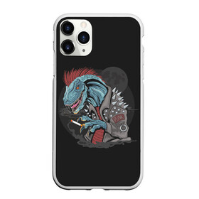 Чехол для iPhone 11 Pro Max матовый с принтом Dino Punk , Силикон |  | art | dinosaur | mohawk | moon | punk | арт | динозавр | животные | ирокез | картинка | луна | панк | рисунок