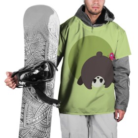 Накидка на куртку 3D с принтом Прикольная панда с бабочкой , 100% полиэстер |  | бабочка | вектор | графика | детский | зеленый | игра | минимализм | панда | примитив | простой | рисунок | смешной | хвост