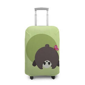 Чехол для чемодана 3D с принтом Прикольная панда с бабочкой , 86% полиэфир, 14% спандекс | двустороннее нанесение принта, прорези для ручек и колес | бабочка | вектор | графика | детский | зеленый | игра | минимализм | панда | примитив | простой | рисунок | смешной | хвост