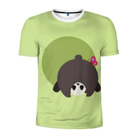 Мужская футболка 3D спортивная с принтом Прикольная панда с бабочкой , 100% полиэстер с улучшенными характеристиками | приталенный силуэт, круглая горловина, широкие плечи, сужается к линии бедра | бабочка | вектор | графика | детский | зеленый | игра | минимализм | панда | примитив | простой | рисунок | смешной | хвост