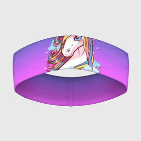 Повязка на голову 3D с принтом Единорог ,  |  | единорог | единорожка | лошадка | лошадь | пони | радужный единорог | сказочный пони