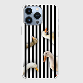 Чехол для iPhone 13 Pro с принтом Гуси ,  |  | chanel | non | stop | анти | арт | без | белый | бренд | герой | голова | границ | гуси | гучи | гуччи | для | животные | знак | картинка | коко | лого | нонстоп | пародия | пасть | перс | персонаж | полосы | птицы