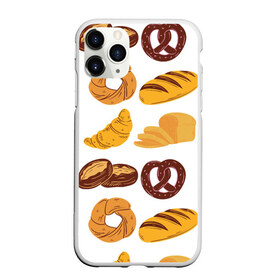 Чехол для iPhone 11 Pro матовый с принтом Булки , Силикон |  | doodling | textures | tiles | булка | вкусно | выпечка | дудлинг | круассан | тайлы | текстуры | фон | хлеб