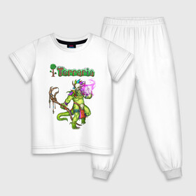 Детская пижама хлопок с принтом TERRARIA , 100% хлопок |  брюки и футболка прямого кроя, без карманов, на брюках мягкая резинка на поясе и по низу штанин
 | game. | terraria | terraria 1.3 | terraria journeys end | игра | терария | террария | террария 1.3