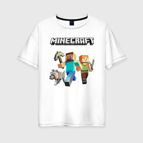 Женская футболка хлопок Oversize с принтом MINECRAFT , 100% хлопок | свободный крой, круглый ворот, спущенный рукав, длина до линии бедер
 | block | creeper | cube | minecraft | pixel | блок | геометрия | крафт | крипер | кубики | майнкрафт | пиксели