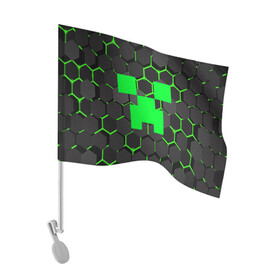 Флаг для автомобиля с принтом  MINECRAFT CREEPER | КРИПЕР , 100% полиэстер | Размер: 30*21 см | block | creeper | cube | minecraft | pixel | блок | геометрия | крафт | крипер | кубики | майнкрафт | пиксели