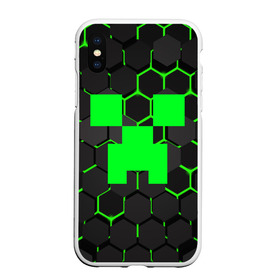 Чехол для iPhone XS Max матовый с принтом MINECRAFT CREEPER , Силикон | Область печати: задняя сторона чехла, без боковых панелей | block | creeper | cube | minecraft | pixel | блок | геометрия | крафт | крипер | кубики | майнкрафт | пиксели