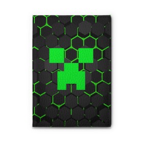Обложка для автодокументов с принтом MINECRAFT CREEPER , натуральная кожа |  размер 19,9*13 см; внутри 4 больших “конверта” для документов и один маленький отдел — туда идеально встанут права | Тематика изображения на принте: block | creeper | cube | minecraft | pixel | блок | геометрия | крафт | крипер | кубики | майнкрафт | пиксели