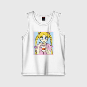 Детская майка хлопок с принтом Sailor Moon Usagi Tsukino ,  |  | Тематика изображения на принте: anime | kawaii | manga | sailor moon | sailor senshi | usagi tsukino | аниме | воин в матроске | манга | сейлор мун | усаги цукино