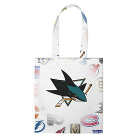 Шоппер 3D с принтом San Jose Sharks (Z) , 100% полиэстер | Плотность: 200 г/м2; Размер: 34×35 см; Высота лямок: 30 см | anaheim ducks | arizona coyotes | boston bruins | buffalo sabres | calgary flames | canadiens de montreal | carolina hurricanes | chicago blackhawks | colorado avalanche | columbus blue jackets | dallas stars | detroit red wings | edmonton oil | hockey | 