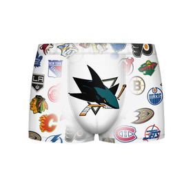 Мужские трусы 3D с принтом San Jose Sharks (Z) , 50% хлопок, 50% полиэстер | классическая посадка, на поясе мягкая тканевая резинка | Тематика изображения на принте: anaheim ducks | arizona coyotes | boston bruins | buffalo sabres | calgary flames | canadiens de montreal | carolina hurricanes | chicago blackhawks | colorado avalanche | columbus blue jackets | dallas stars | detroit red wings | edmonton oil | hockey | 