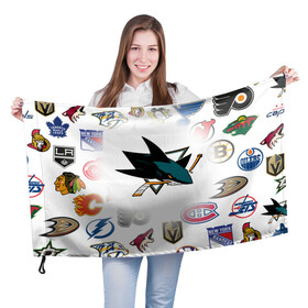 Флаг 3D с принтом San Jose Sharks (Z) , 100% полиэстер | плотность ткани — 95 г/м2, размер — 67 х 109 см. Принт наносится с одной стороны | anaheim ducks | arizona coyotes | boston bruins | buffalo sabres | calgary flames | canadiens de montreal | carolina hurricanes | chicago blackhawks | colorado avalanche | columbus blue jackets | dallas stars | detroit red wings | edmonton oil | hockey | 